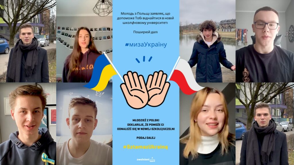 dlonie flagi ukrainska i polska zdjecie dzieci